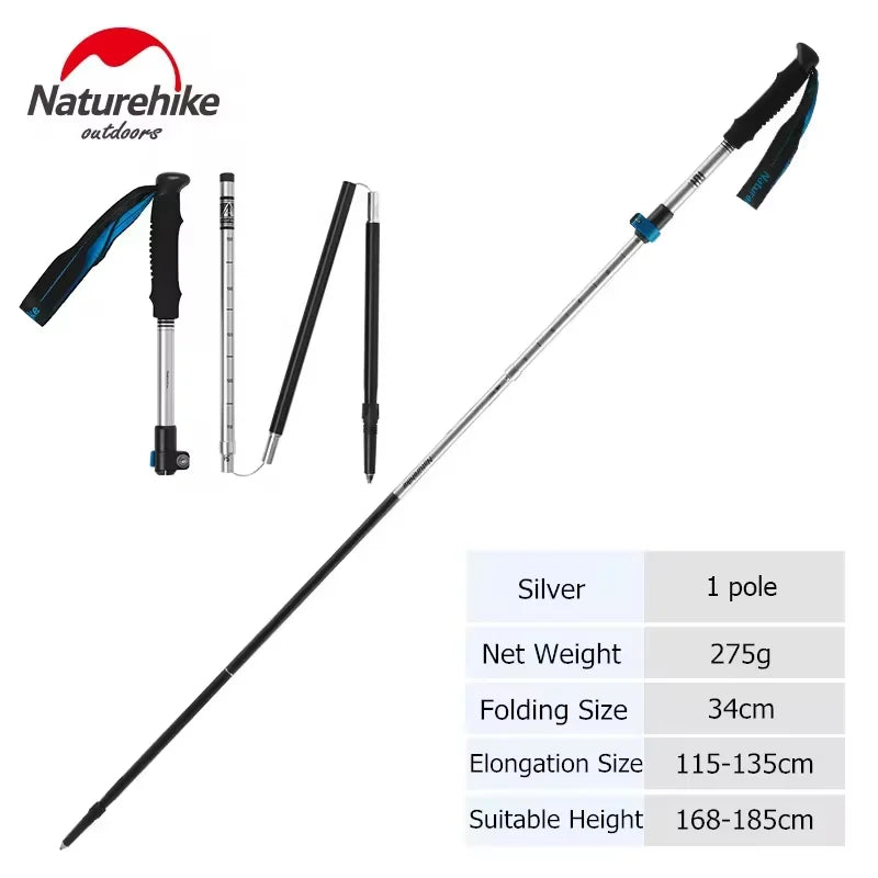 Naturehike Folding Trekking Poles - Adjustable Aluminum Hiking Sticks