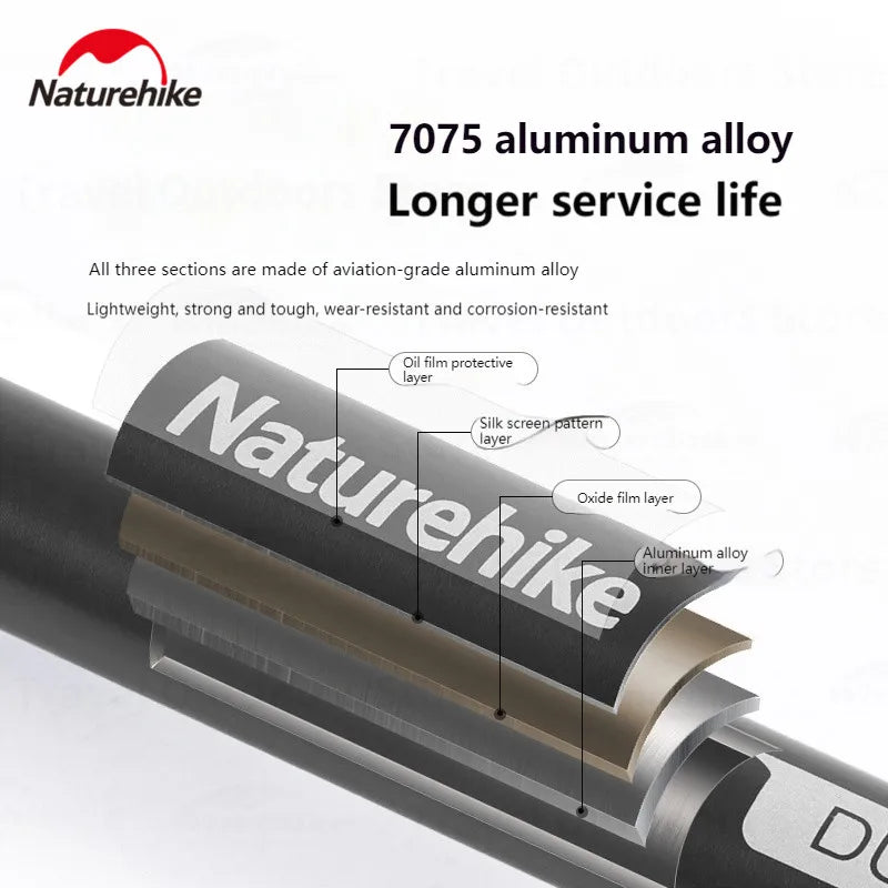 Naturehike ST03 Trekking Pole 62-135cm Outdoor Aluminum Alloy Climbing Rod External Lock 3 Sections Telescopic Hiking Equipment