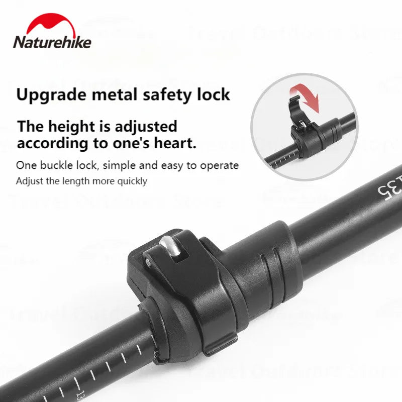 Naturehike ST03 Trekking Pole 62-135cm Outdoor Aluminum Alloy Climbing Rod External Lock 3 Sections Telescopic Hiking Equipment