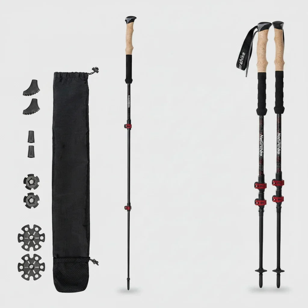 Naturehike Carbon Fibre Trekking Poles – Collapsible Lightweight Hiking Sticks (Pair)