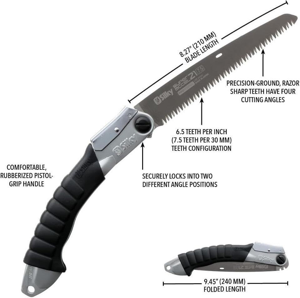 Silky Super Accel Folding Saw 210 - Straight - Large Teeth (135-21)